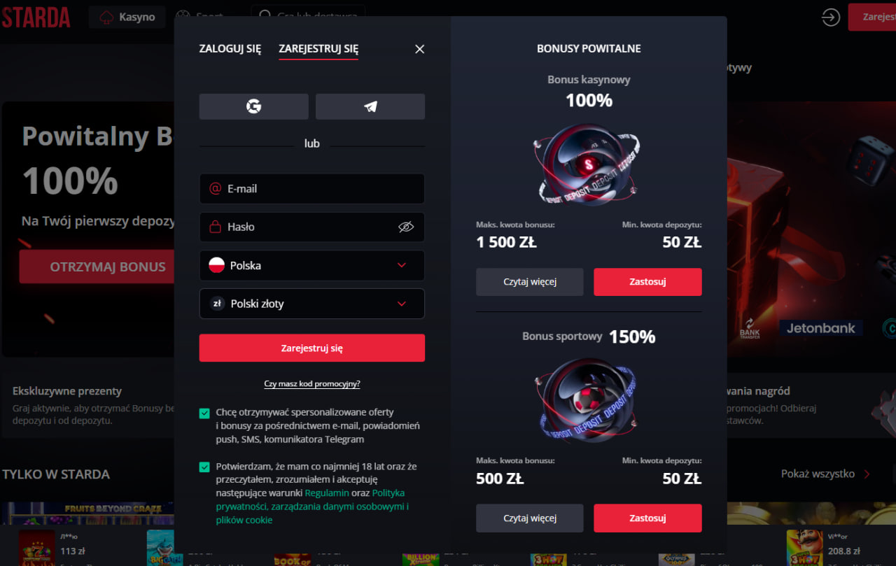 Zacznij z Przytupem Bonus do 2250 zł i 500 Spinów